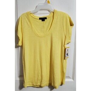 Social Standard by Sanctuary Ladies Short Sleeve Yellow Scoop Neck Tee Med NWT